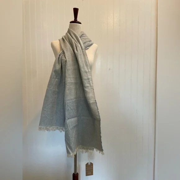 BE KIND x TRIBE ALIVE Handmade Woven Cotton Striped Fringe Scarf Up-Cycled NWT
